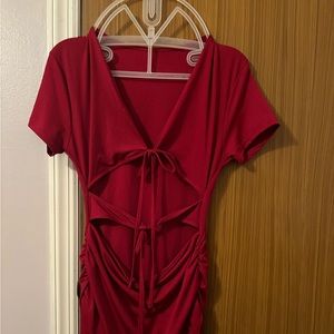 Burgundy/red cut out party style dress